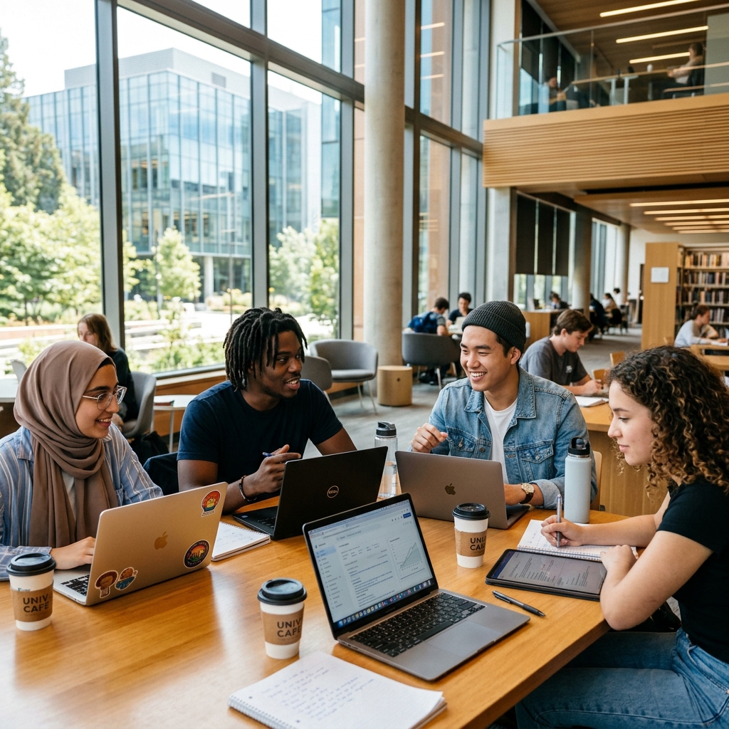 Students studying together